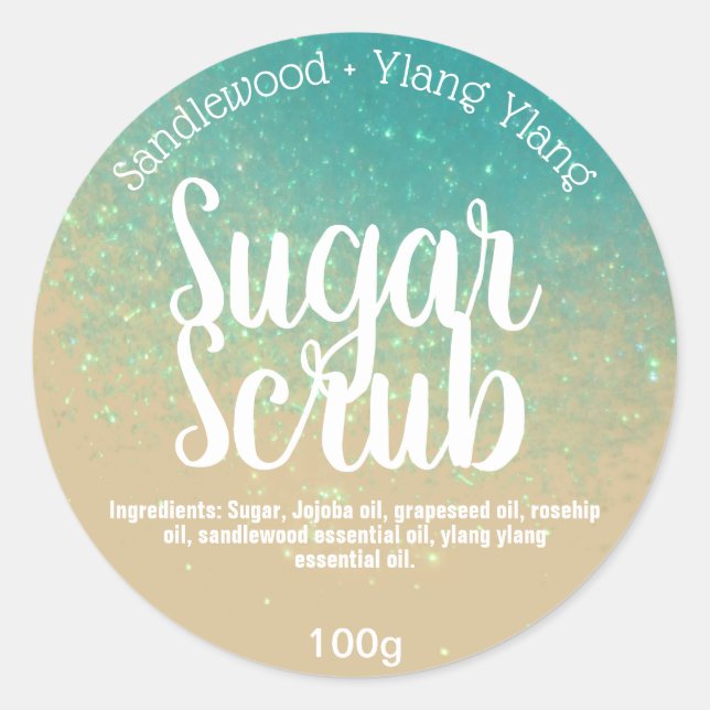 Dreamy Blue Beach Sparkles Sugar Scrub Labels (Front)