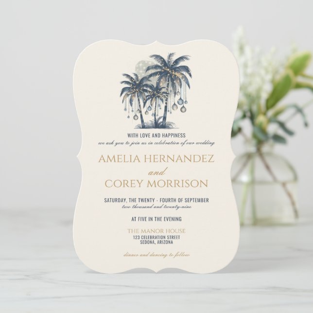 Dreamy Blue Beach Wedding Invitation (Standing Front)