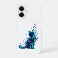 Dreamy Blue Cat – Butterfly & Floral Art