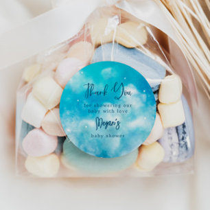 Dreamy Blue Cloud 9 Baby Shower Favour Classic Round Sticker