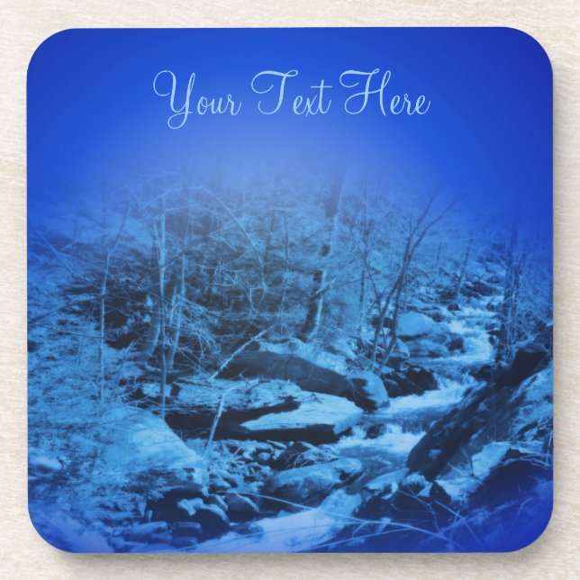 Dreamy Blue Fantasy Stream Nature Coaster Set (Front)