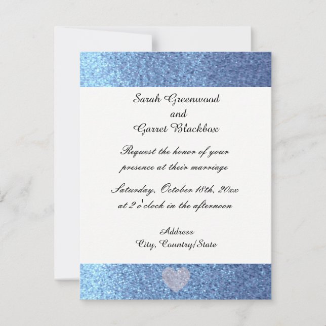 Dreamy Blue Faux Glitter Wedding Invitation (Front)