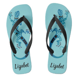 Dreamy Blue Gecko Flip Flops