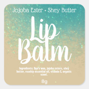 Dreamy Blue Glitter On Kraft Lip Balm Labels