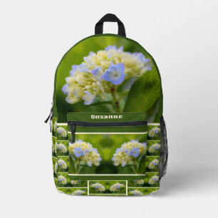 Dreamy Blue Hydrangea Flower Personalised Printed Backpack