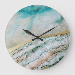 Dreamy Blue Ink Ocean Inspired Wall Clock