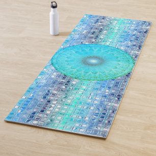 Dreamy Blue Mandala on Shimmery Tiles Yoga Mat