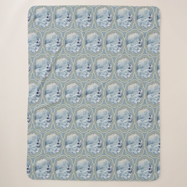 Dreamy Blue Medallion Sherpa Blanket (Front)