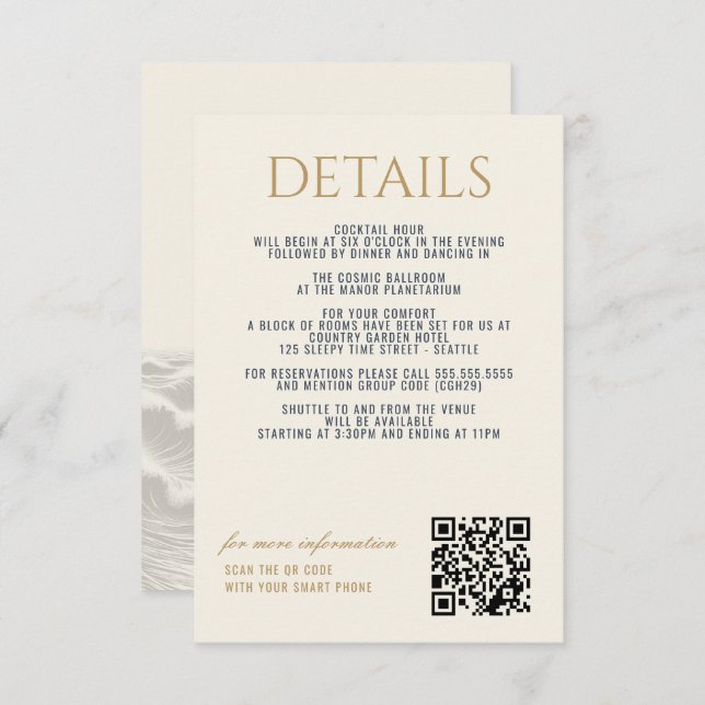 Dreamy Blue Palm Trees Wedding Enclosure Card (Front/Back)