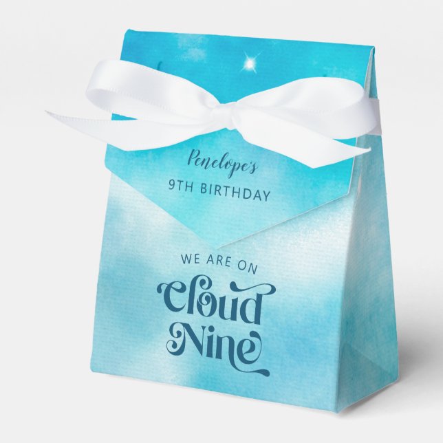 Dreamy Blue Sky Cloud Nine 9th Birthday Favour Box (Front Side)