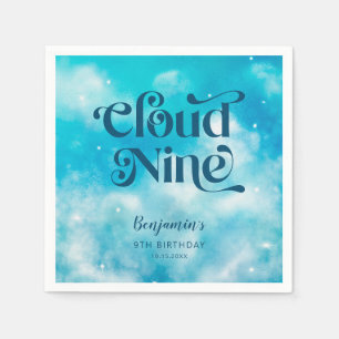 Dreamy Blue Sky Cloud Nine Birthday Party Napkin