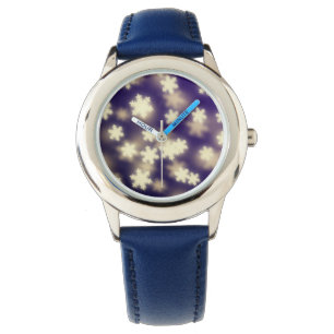 Dreamy Blue Snowflake Bokeh Lights Watch