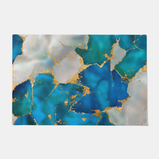 Dreamy Blue, Teal, pearl and Gold Doormat