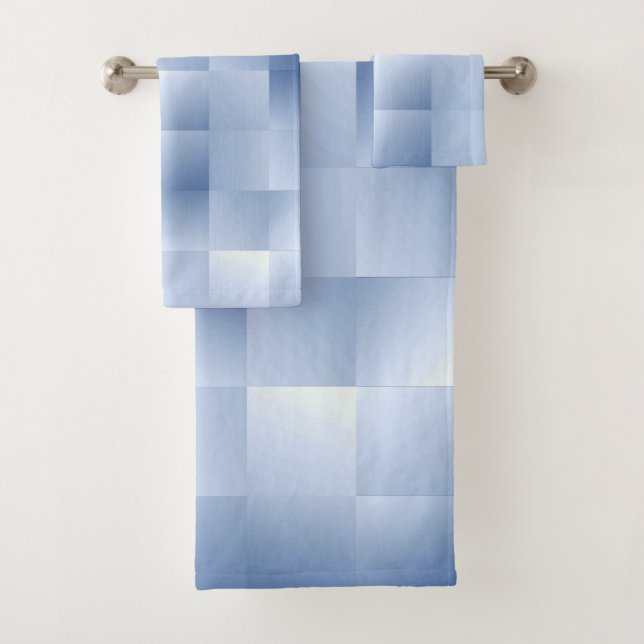 Dreamy Blue Tones in a Square Pattern Bath Towel Set (Insitu)