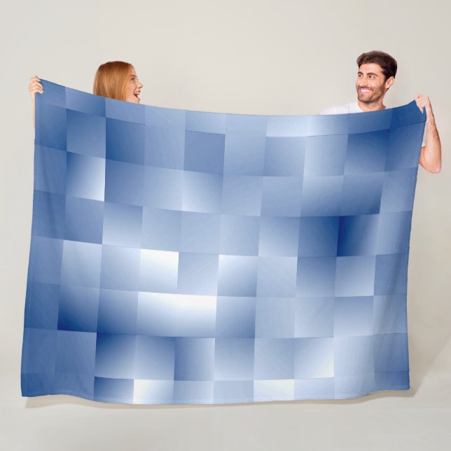 Dreamy Blue Tones in a Square Pattern Fleece Blanket (In Situ)