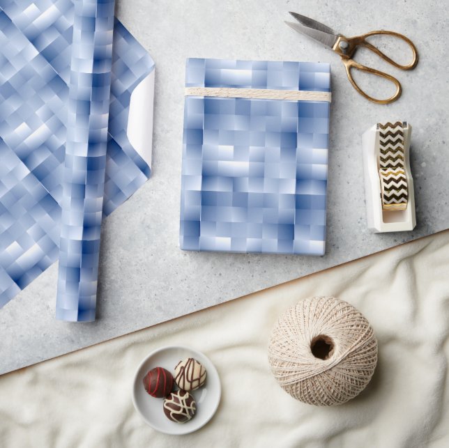Dreamy Blue Tones in a Square Pattern Wrapping Paper (Crafts)