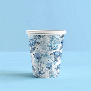 Dreamy Blue Under the Sea Baby Shower Paper Cups