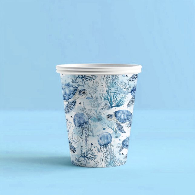 Dreamy Blue Under the Sea Baby Shower Paper Cups (Creator Uploaded)