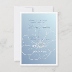 Dreamy Blue Watercolor Floral Wedding Invitation