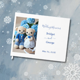 dreamy blue & white crochet wedding couple  guest book