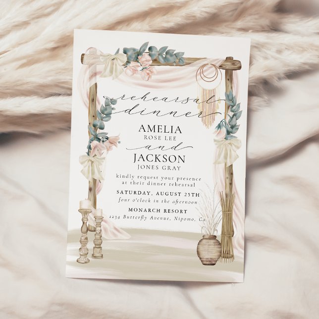 Dreamy Bohemian Beach Rehearsal Dinner Invitation (Creator Uploaded)