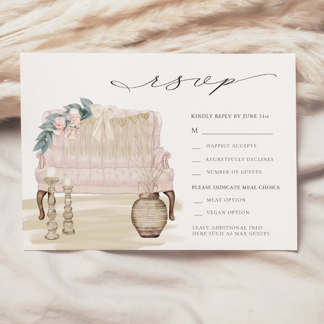 Dreamy Bohemian Beach Wedding RSVP Invitation (Creator Uploaded)