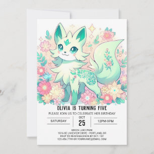 Dreamy Boho Fox Digital Birthday Invitation