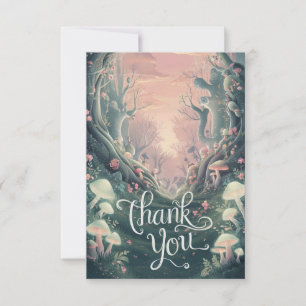 Dreamy Boho Greenery Woodland Thank You Card
