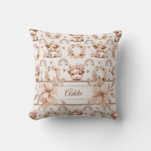 Dreamy Boho Highland Cow Nursery Throw Pillow
