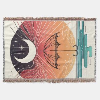 Dreamy Boho Moon & Starry Rain Cosy Throw Blanket