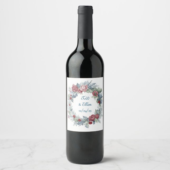 Dreamy Bouquet Watercolor Wine Label (Front)