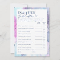 Dreamy Bridal Feud Trivia Shower Game Card