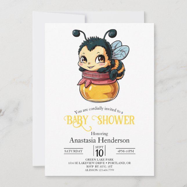 Dreamy Bumble Bee Baby Shower Invitation (Front)
