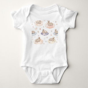 Dreamy Bunny Clouds Baby Bodysuit Sleeping Bunny