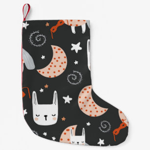 Dreamy Bunny Nights: Starlit Patterns Small Christmas Stocking