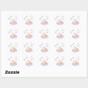 Dreamy Bunny on Cloud Baby Shower Stickers
