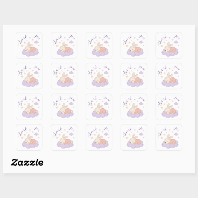 Dreamy Bunny on Cloud Baby Shower Stickers (Sheet)