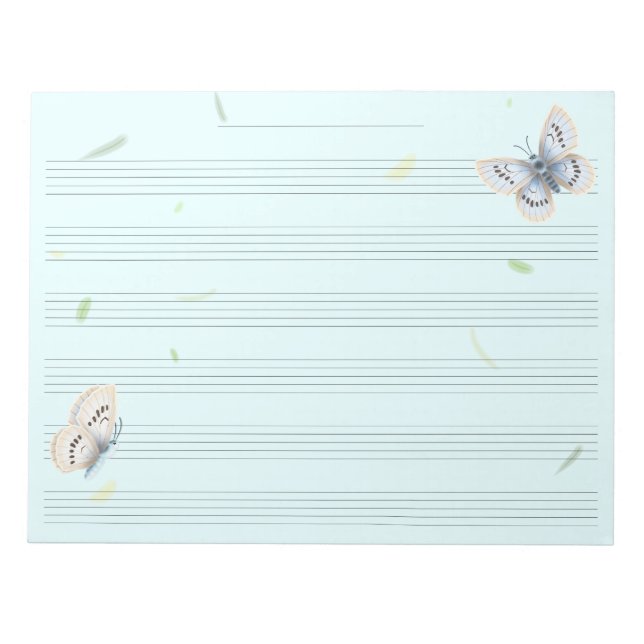Dreamy Butterflies Music Manuscript Paper Musician Notepad (Front)