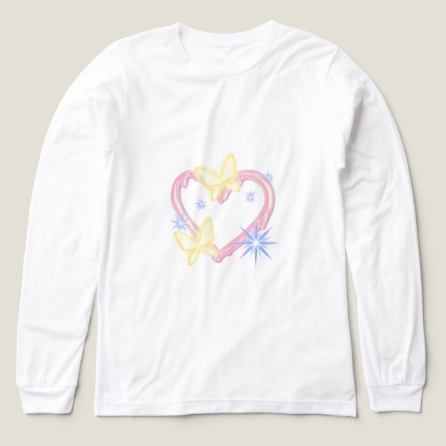 Dreamy Butterfly & Heart Aesthetic Graphic Tee (Design Front)
