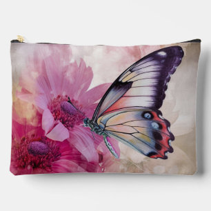Dreamy Butterfly with Pink Flowers Accessory Pouch