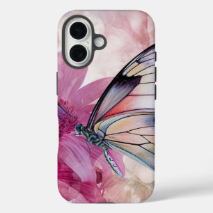 Dreamy Butterfly with Pink Flowers  iPhone 16 Case