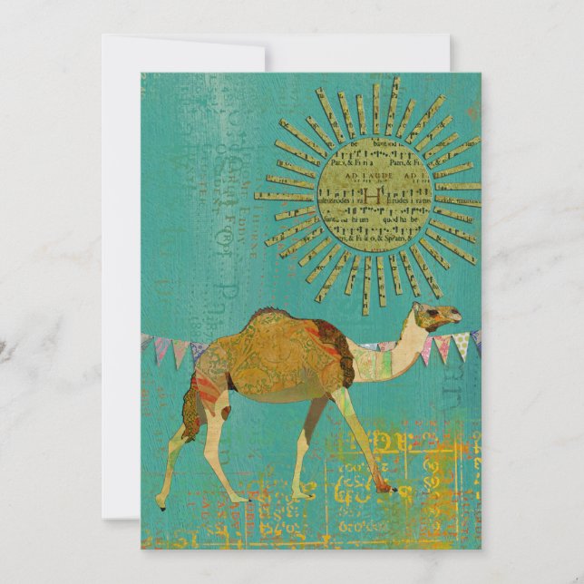 Dreamy Camel Baby Shower Sunshine Teal Invitation (Front)