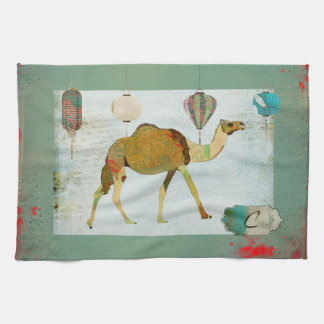 Dreamy Camel Monogram Turqoise & White Towel