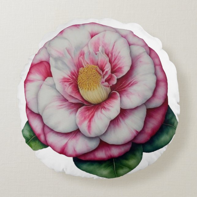 Dreamy Camellia Floral Pillow (Front)