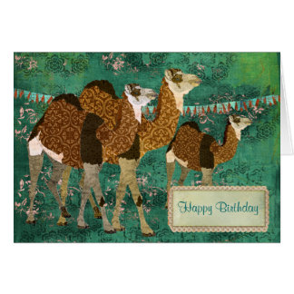 Dreamy Camels Ornate Jade Birthday Card