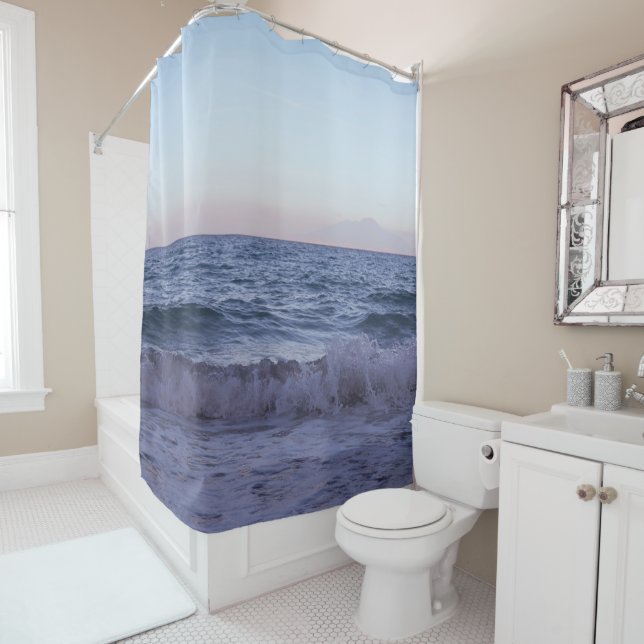 Dreamy Capri Ocean Sunset View 2 Shower Curtain (In Situ)