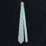 Dreamy Cat Floating in the Sky Watercolor Pattern Tie<br><div class="desc">This is an illustration of a green cat floating in the sky with rainbows,  clouds,  shooting stars and hearts. It was painted with watercolor and made into a pattern.</div>