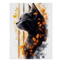 Dreamy Cat in an Autumn Breeze by the Window