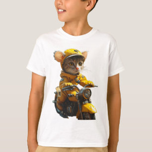 Dreamy Cat Riding a Bike T-Shirt