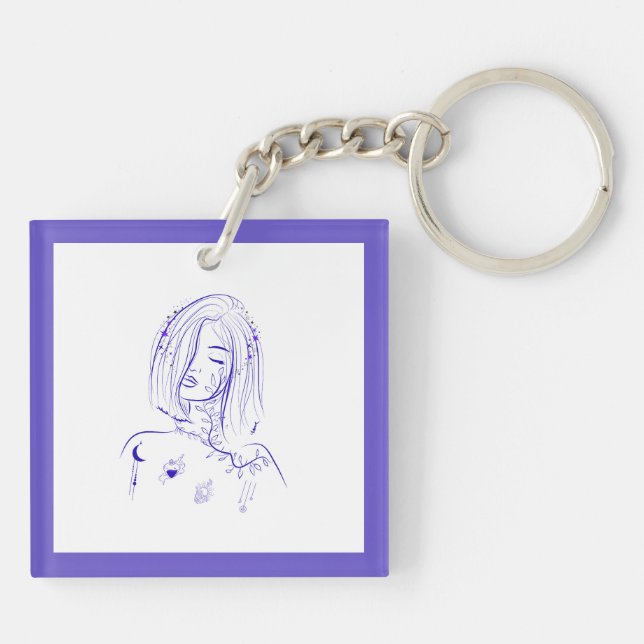 Dreamy Celestial Feminine  Key Ring (Back)